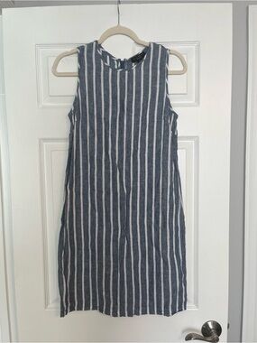 Willi Smith Navy and White Vertical Stripe Mini Dress